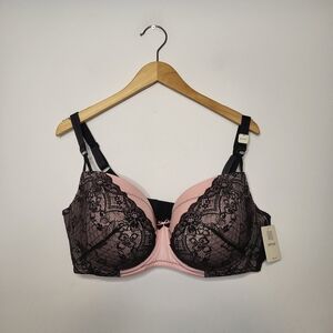 Desse Lingerie Pink And Black Lace Bra Size 42DDD/42E